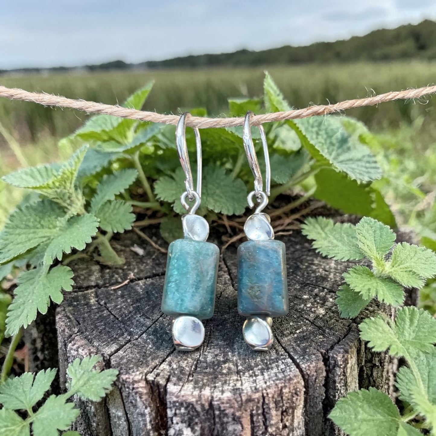 Apatite and Sterling Silver Plated earrings