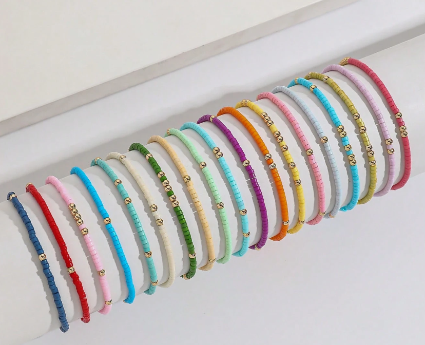 Bohemian Glass Bead 19 piece Cluster Bracelet