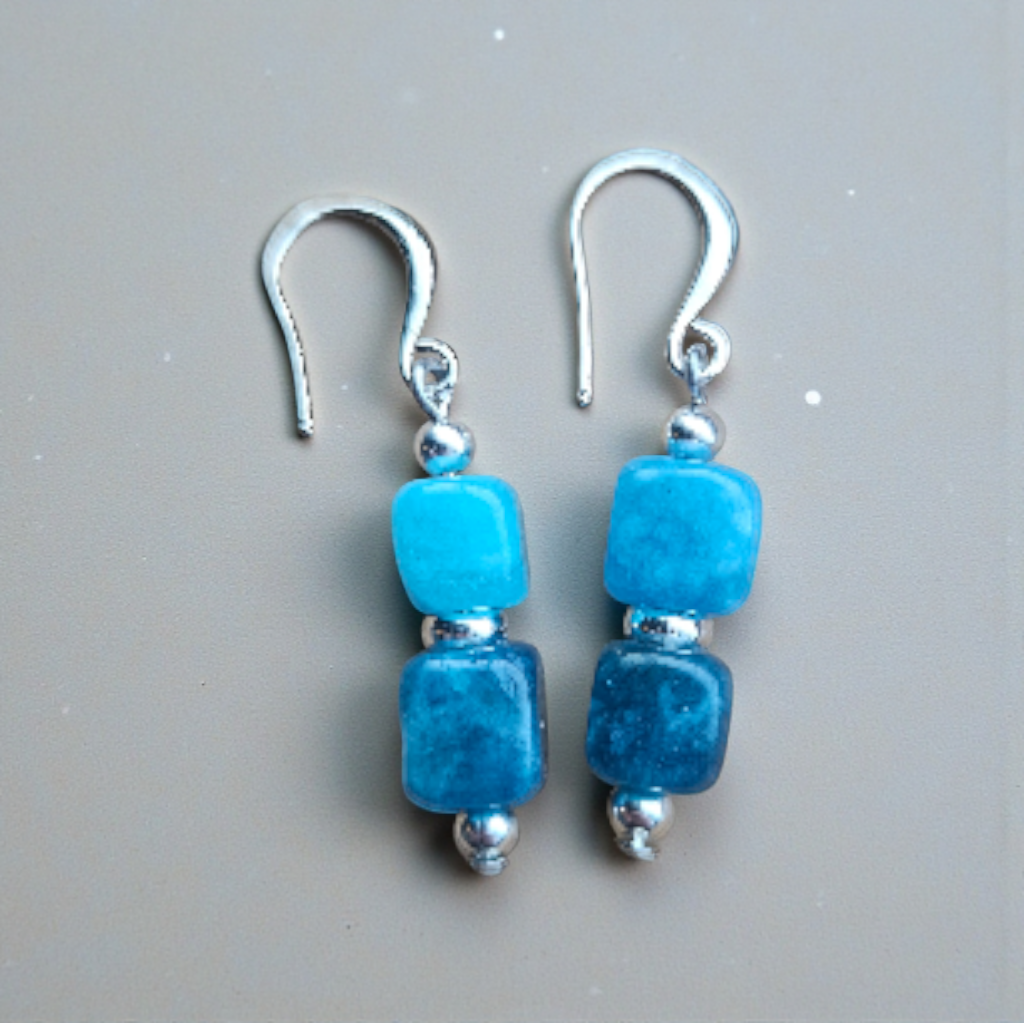 Apatite Square and Sterling Earrings