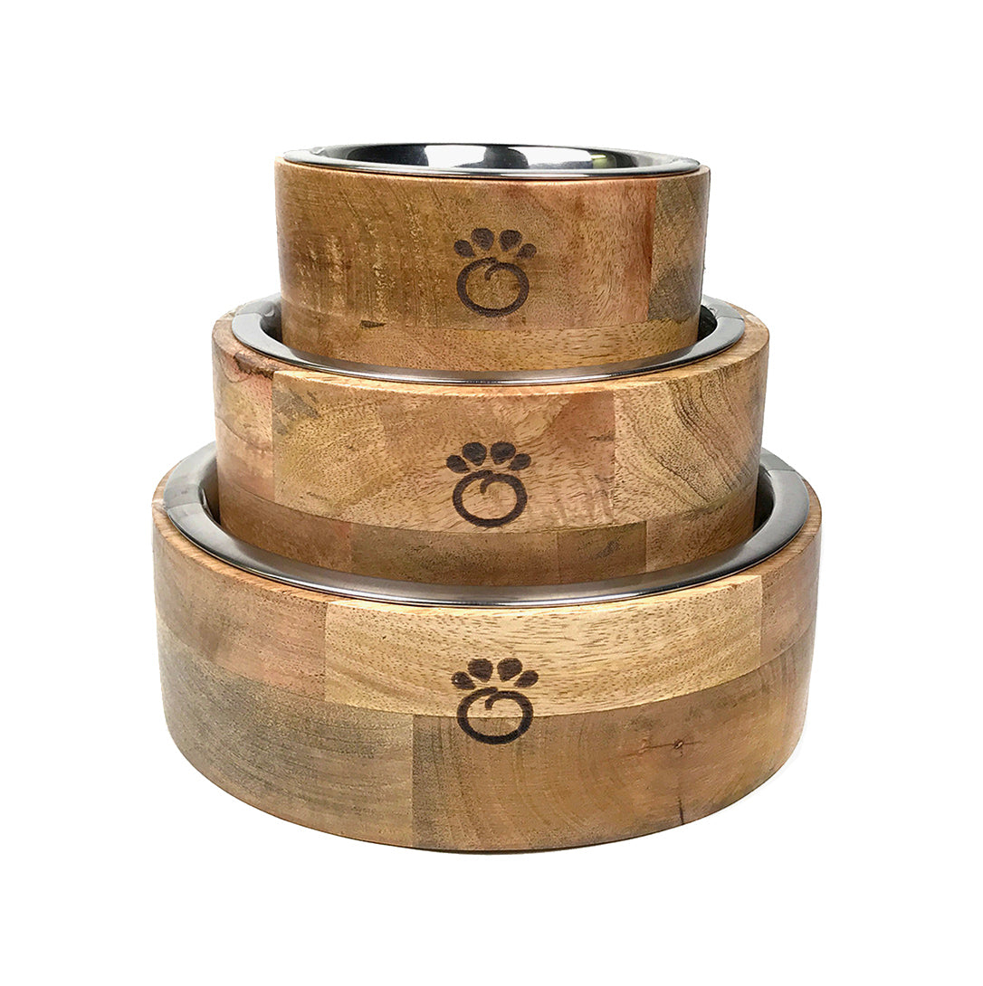 Dog Bowl Mango Wood Single