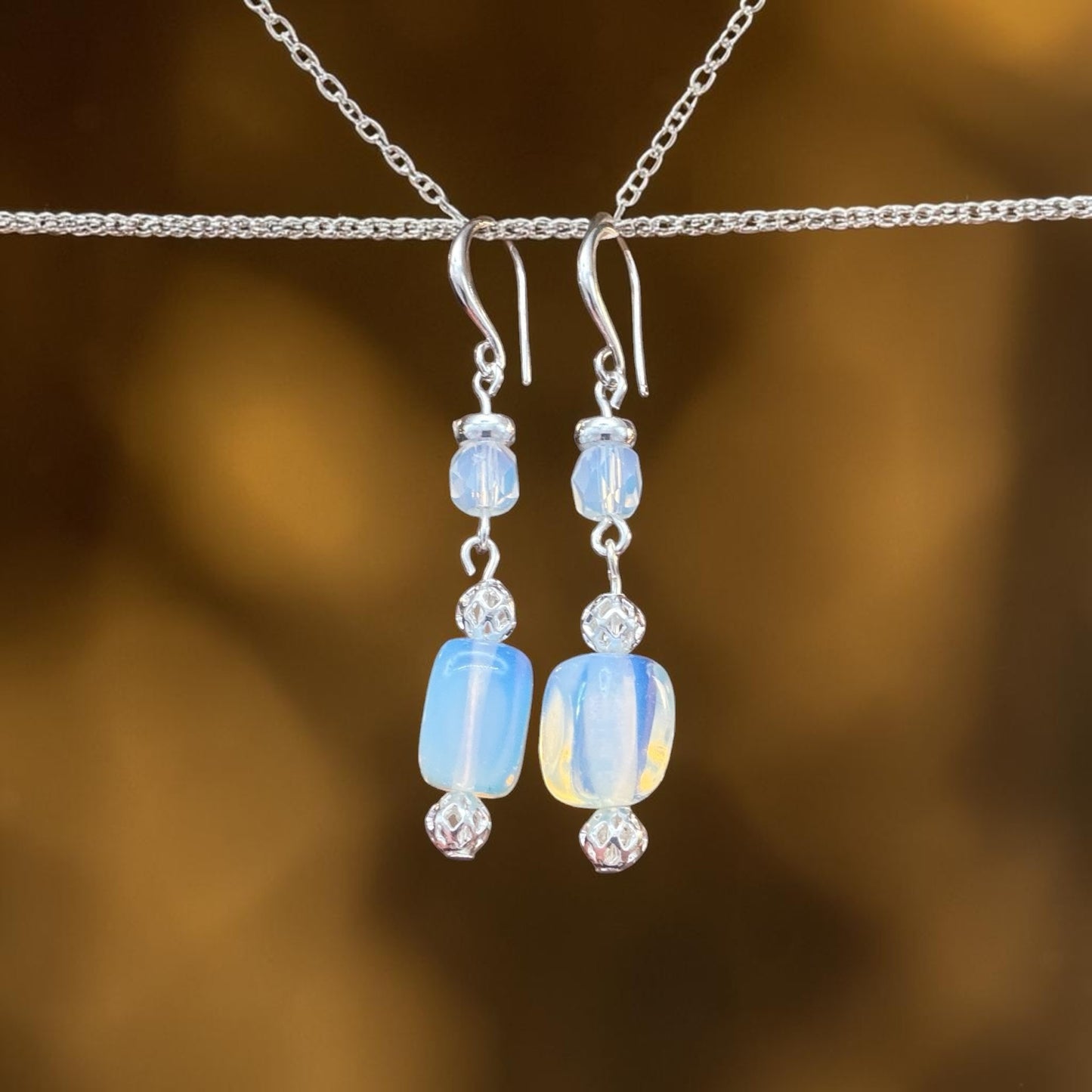 Opalite and Sterling Drop Earrings