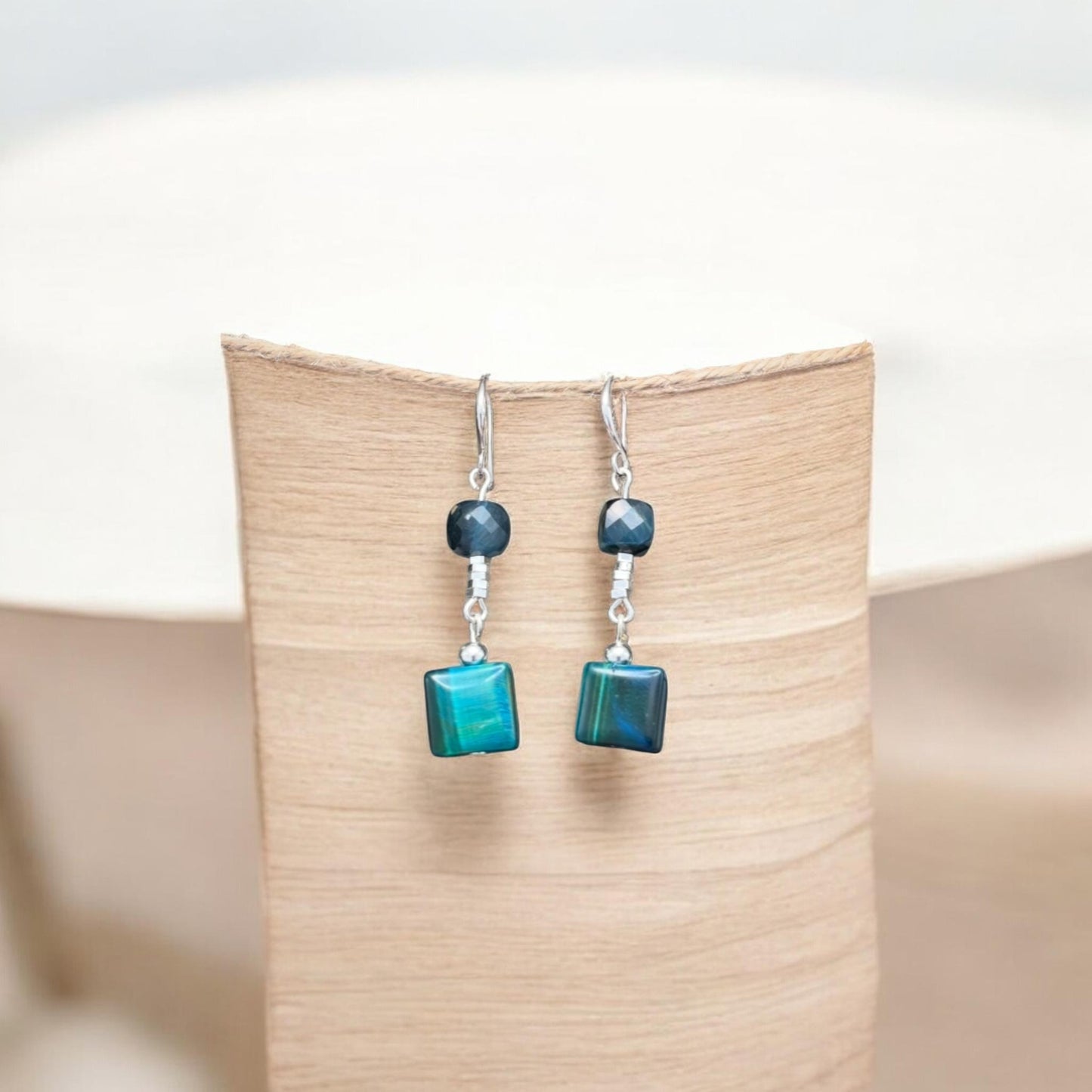 Green Double Tiger Eye Earrings