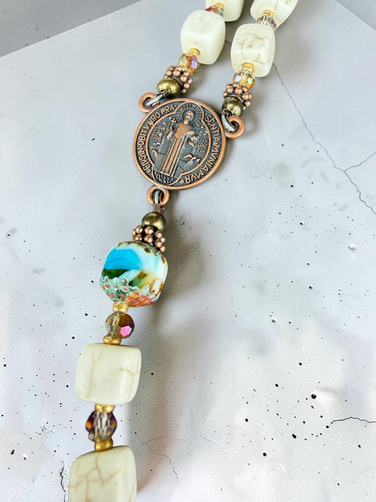 Magnesite and Czech Glass Rosary