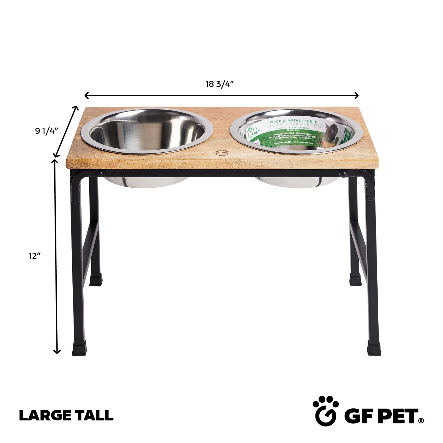 Dog Bowls MANGO Wood & Metal - Elevated