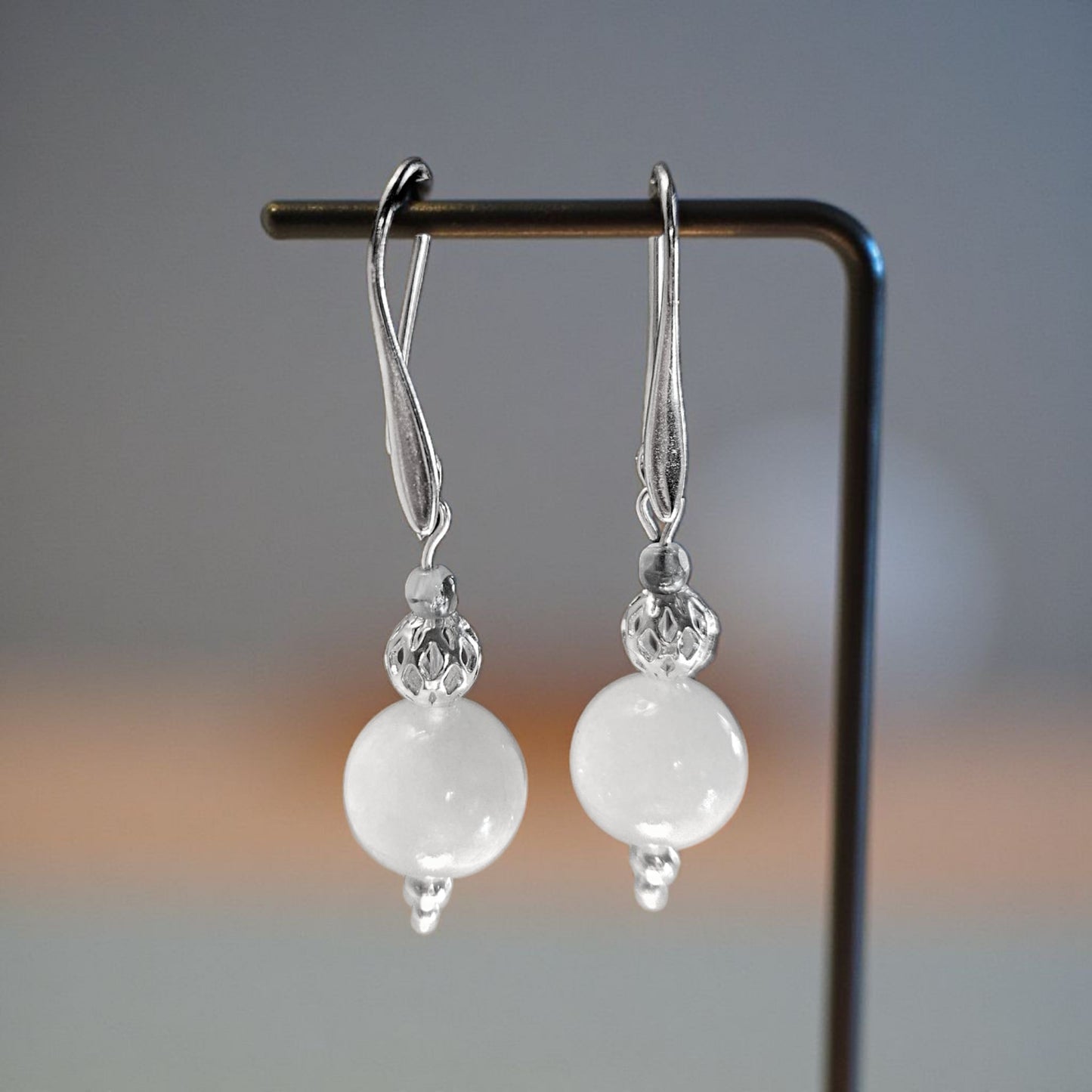Aquamarine Natural Stone and Sterling Earrings