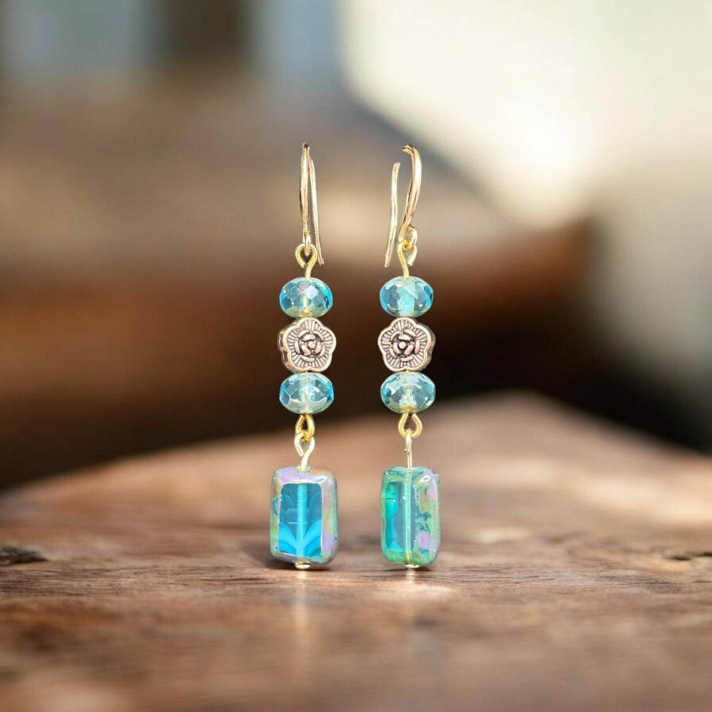 Czech Glass Stunning Earrings - 18K Gold plated hooks