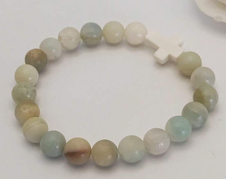 Bracelet Prayer/Cross - Amazonite Healing Stone
