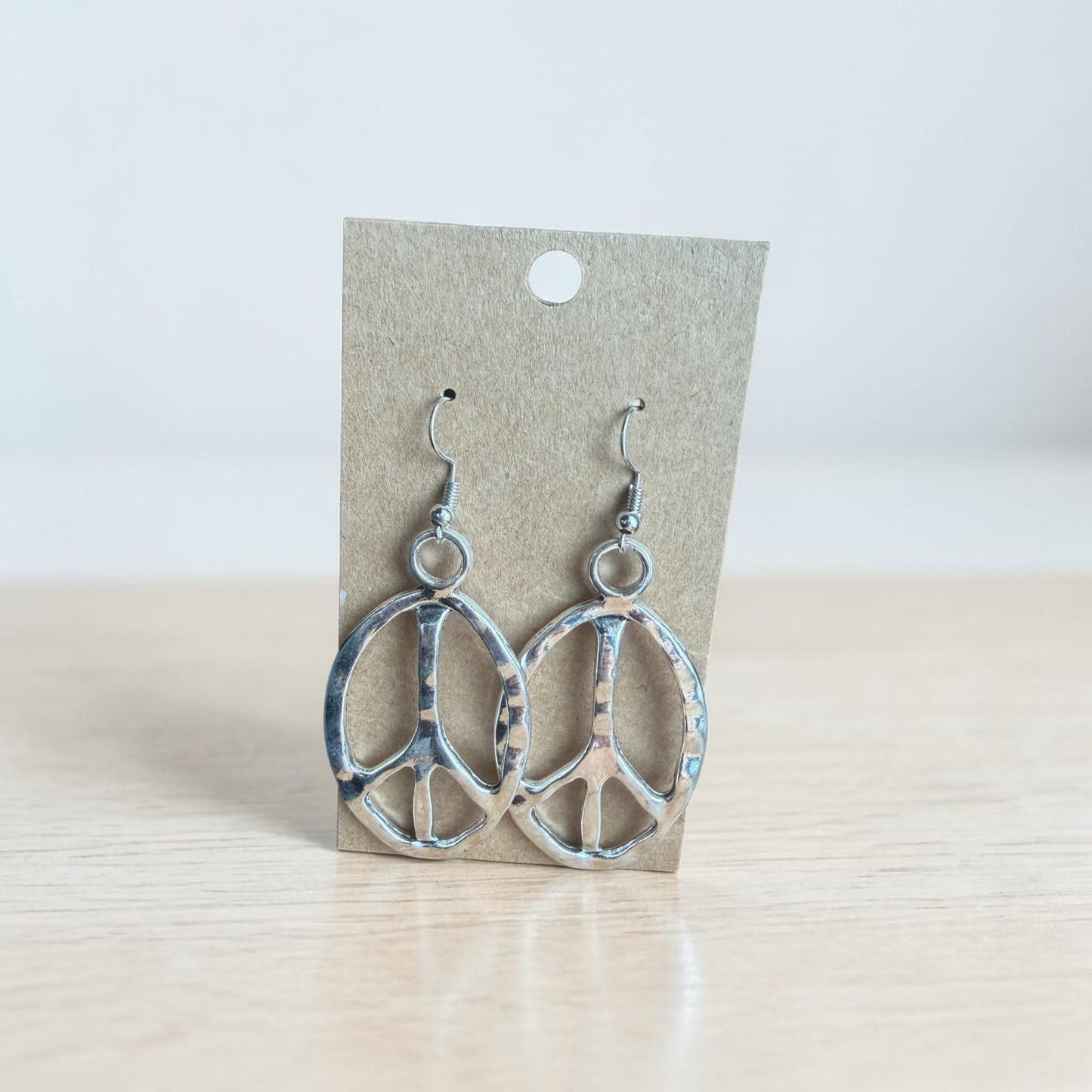 Hammered Peace Sign Earrings