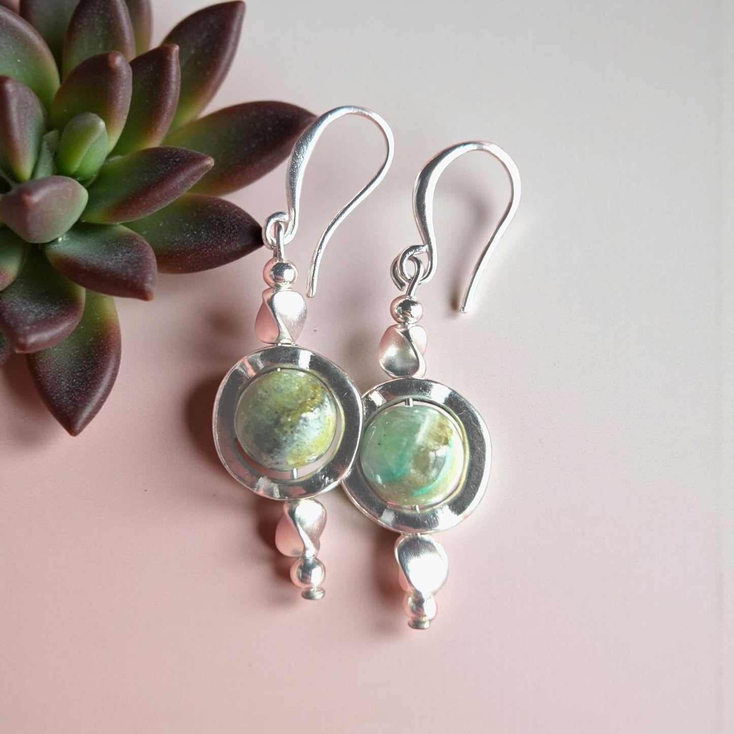 Phoenix Stone Earrings w/Alloy Frame and Sterling Findings