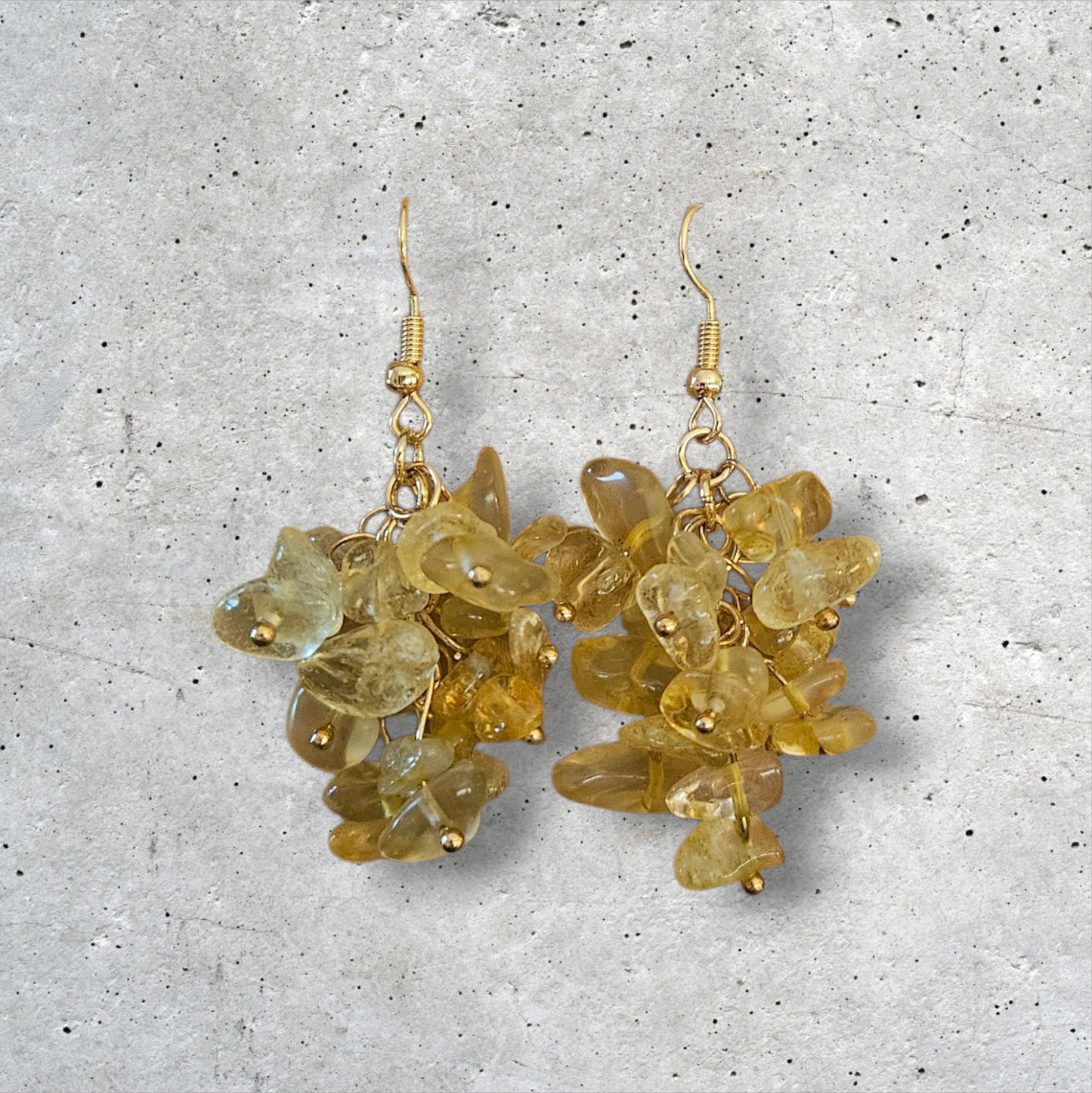 Natural Stone Cluster Crystal Drop Earrings - 3 Styles