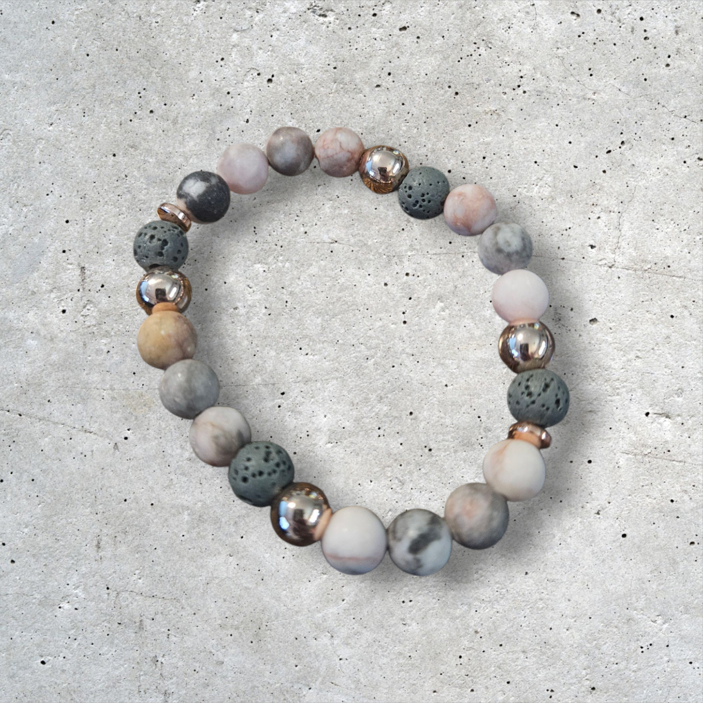 Pink Zebra Natural Stone Beaded Bracelets - 5 unique styles