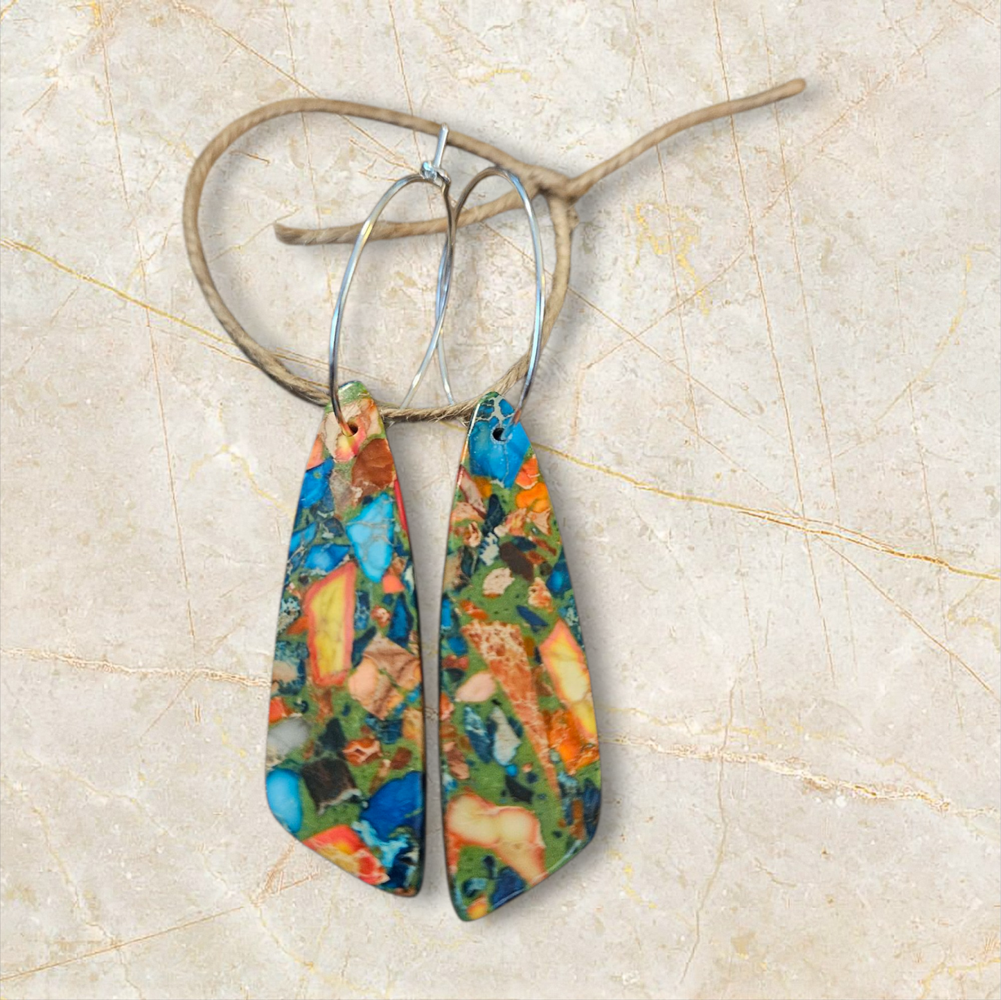 Natural Regalite/Imperial Jasper Jasper Earrings Wing Shape, Goldenrod