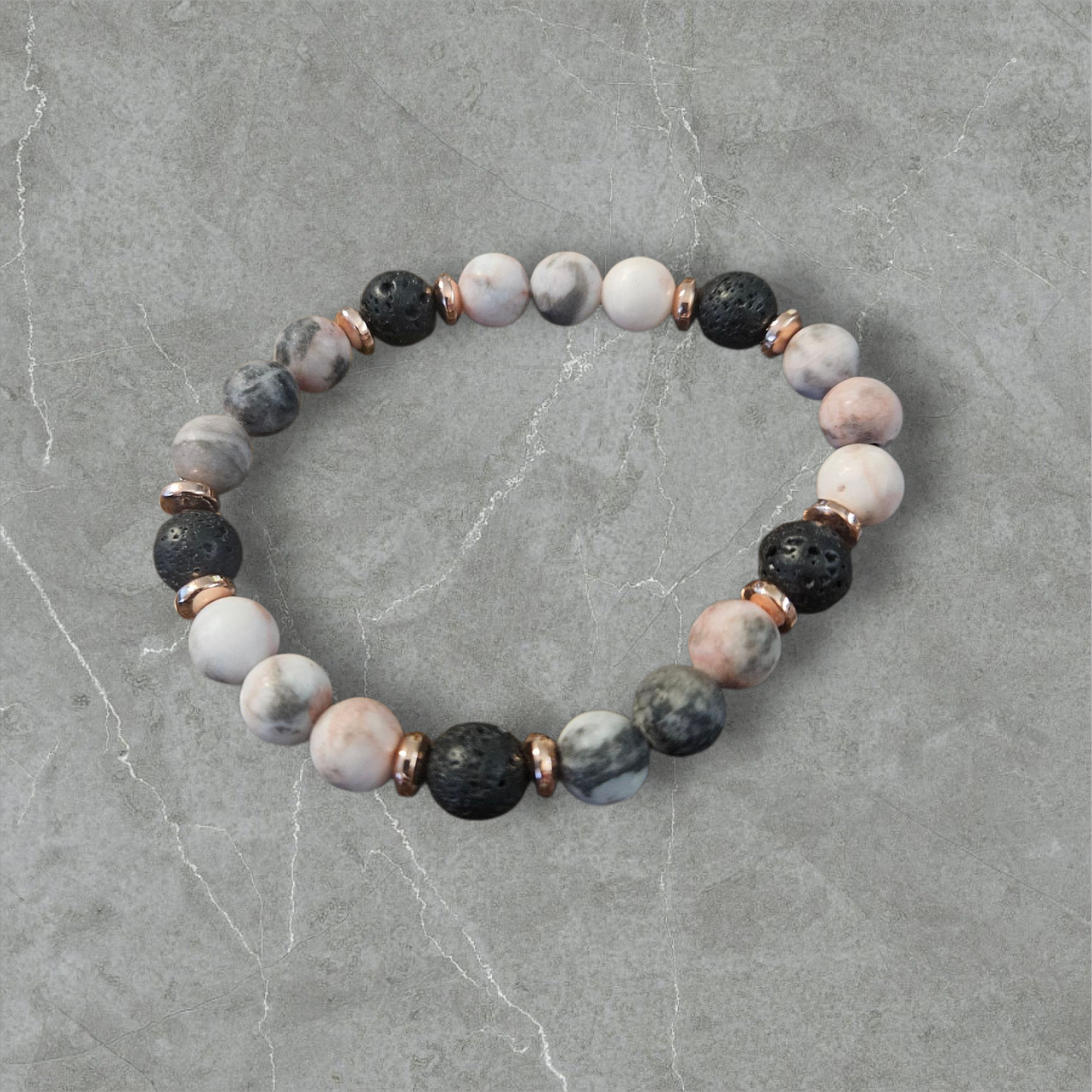 Pink Zebra Natural Stone Beaded Bracelets - 5 unique styles