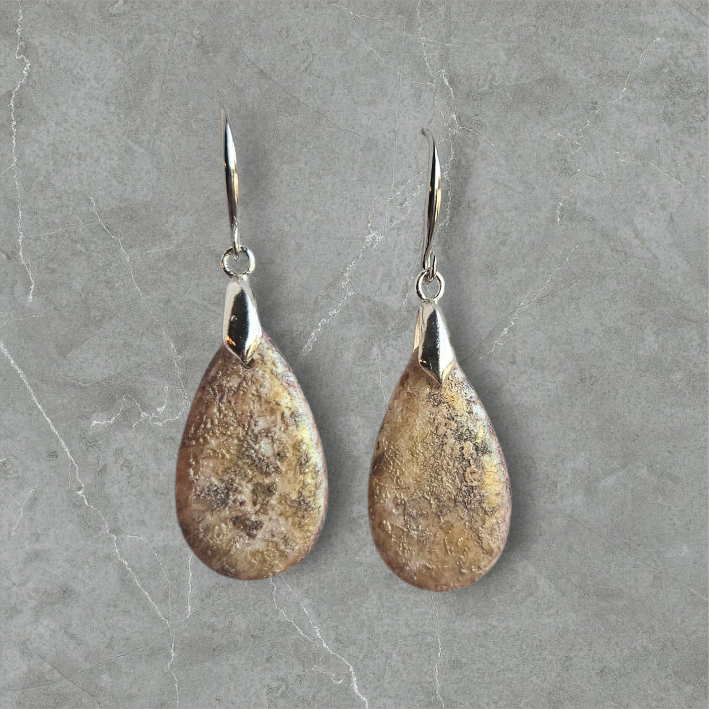 Textured Matte White Picasso Teardrop Earrings - Sterling