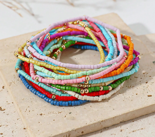 Bohemian Glass Bead 19 piece Cluster Bracelet
