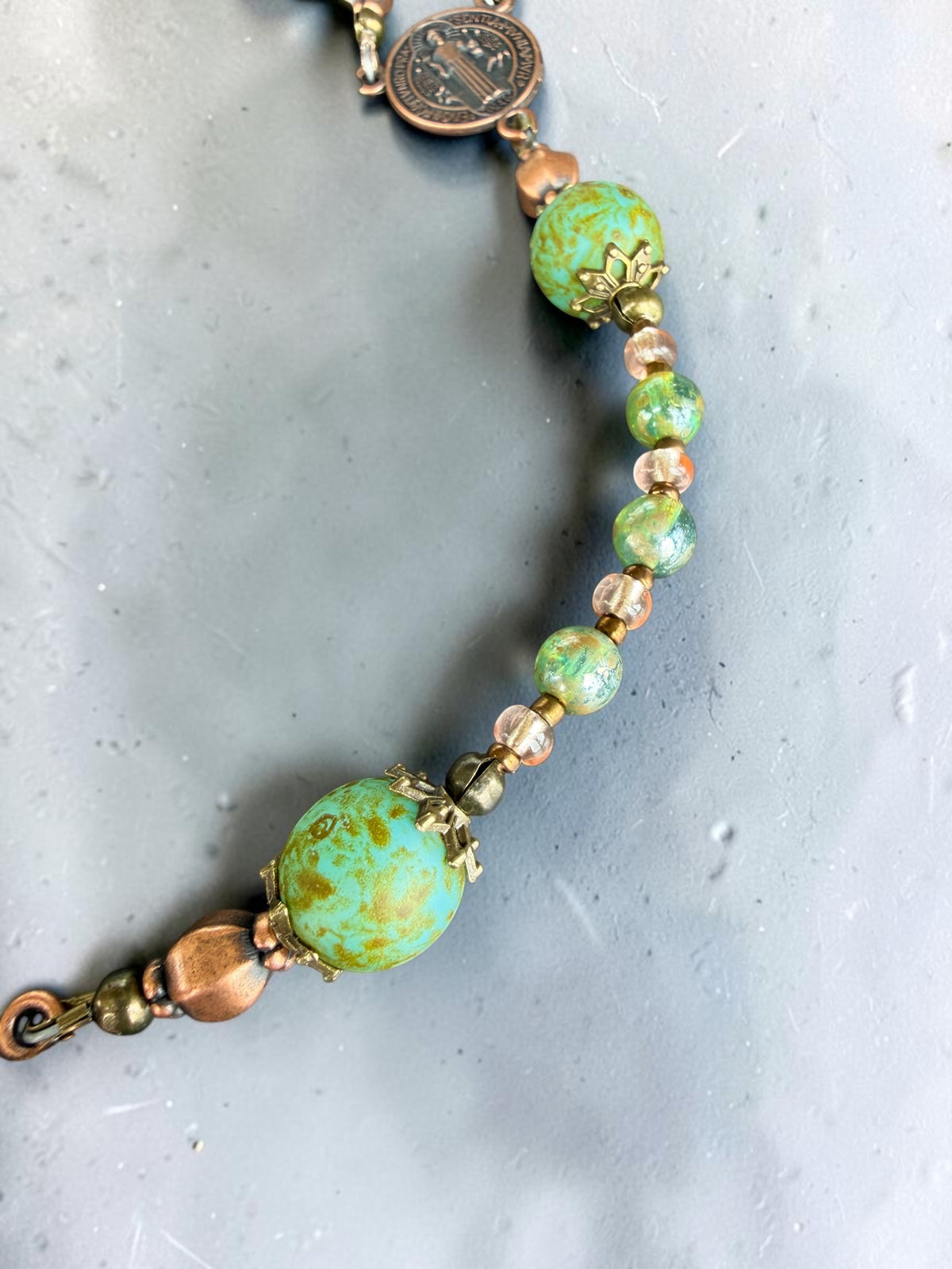 Czech Glass Green Rosary