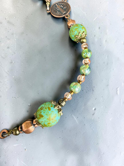 Czech Glass Green Rosary