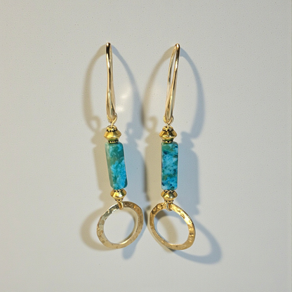 Jasper Turquoise color dangle with 18k Gold Plated Hooks
