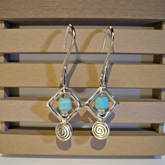 Turquoise color stone with Sterling Hooks