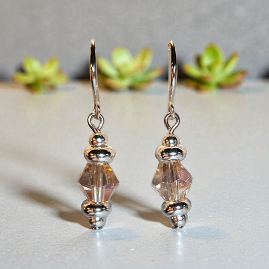 Czech Glass Pink and Sterling