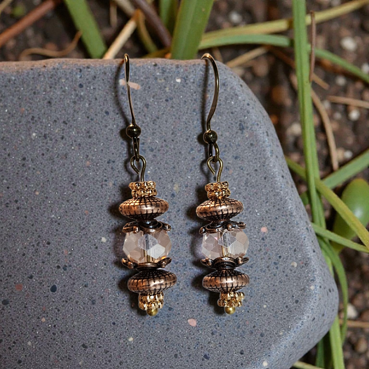 Czech Glass Romantic Bronze Earrings