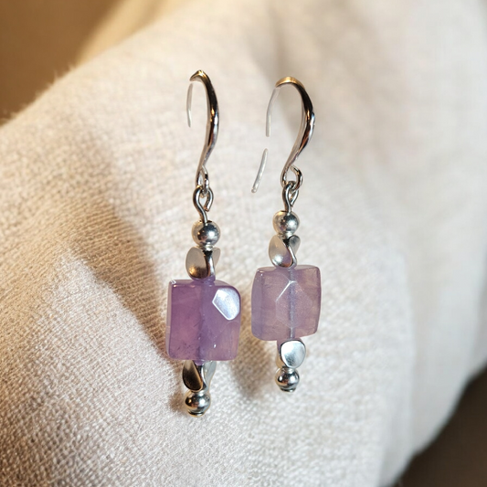 Amethyst Earrings with Sterling Plated