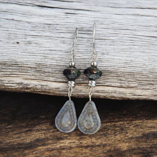 Czech Glass and Sterling Earrings