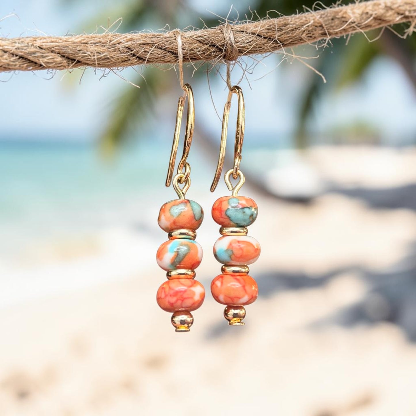White Jade (Dyed) Tiered Earrings - 2 Styles