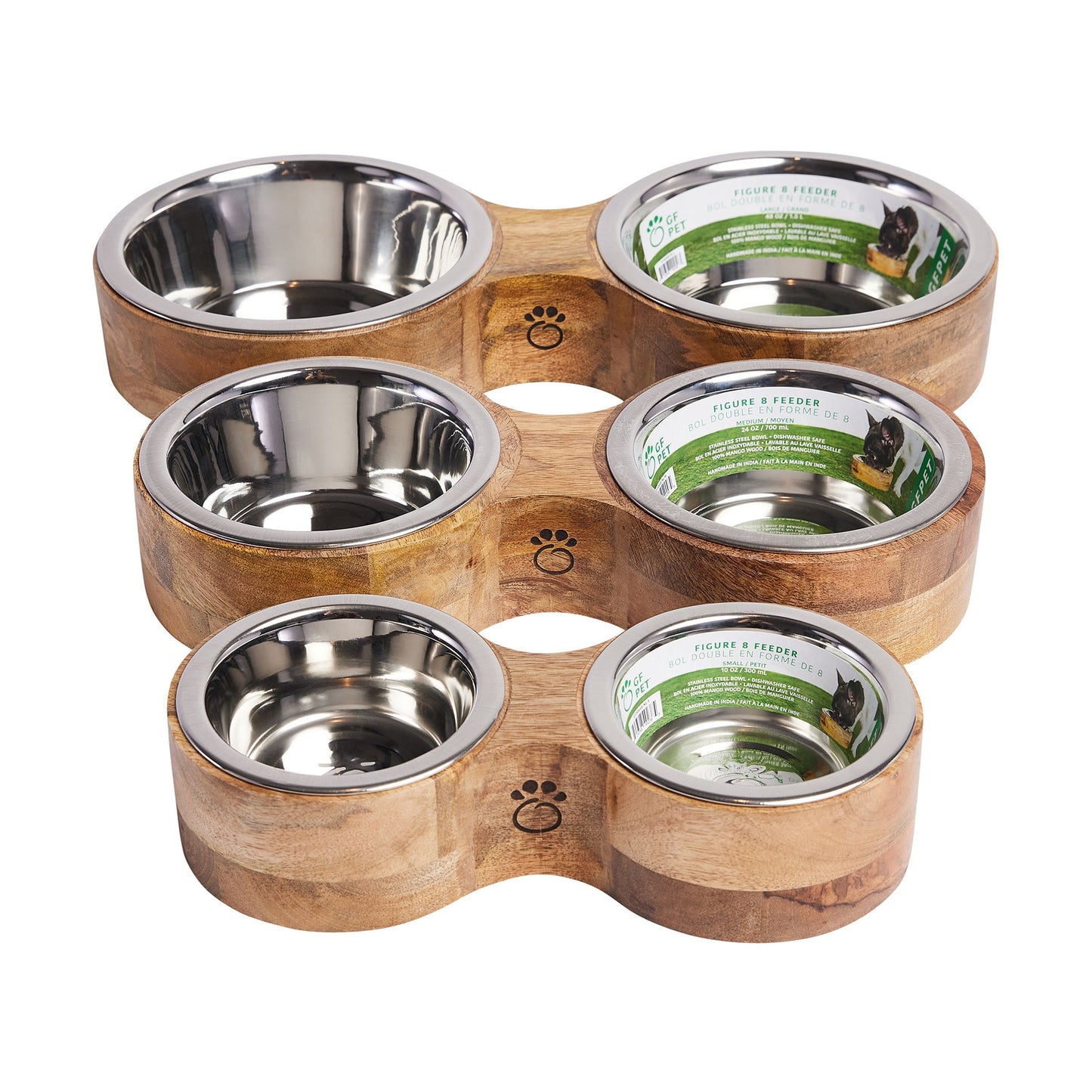 Dog Bowls MANGO Wood & Metal Floor Feeder