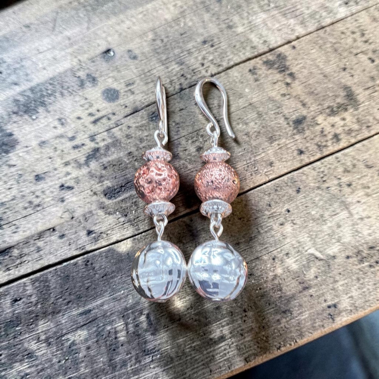 Lava Stone & Silver Accents Earrings