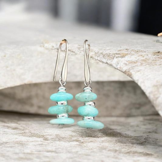 Amazonite and Sterling Plated Earrings