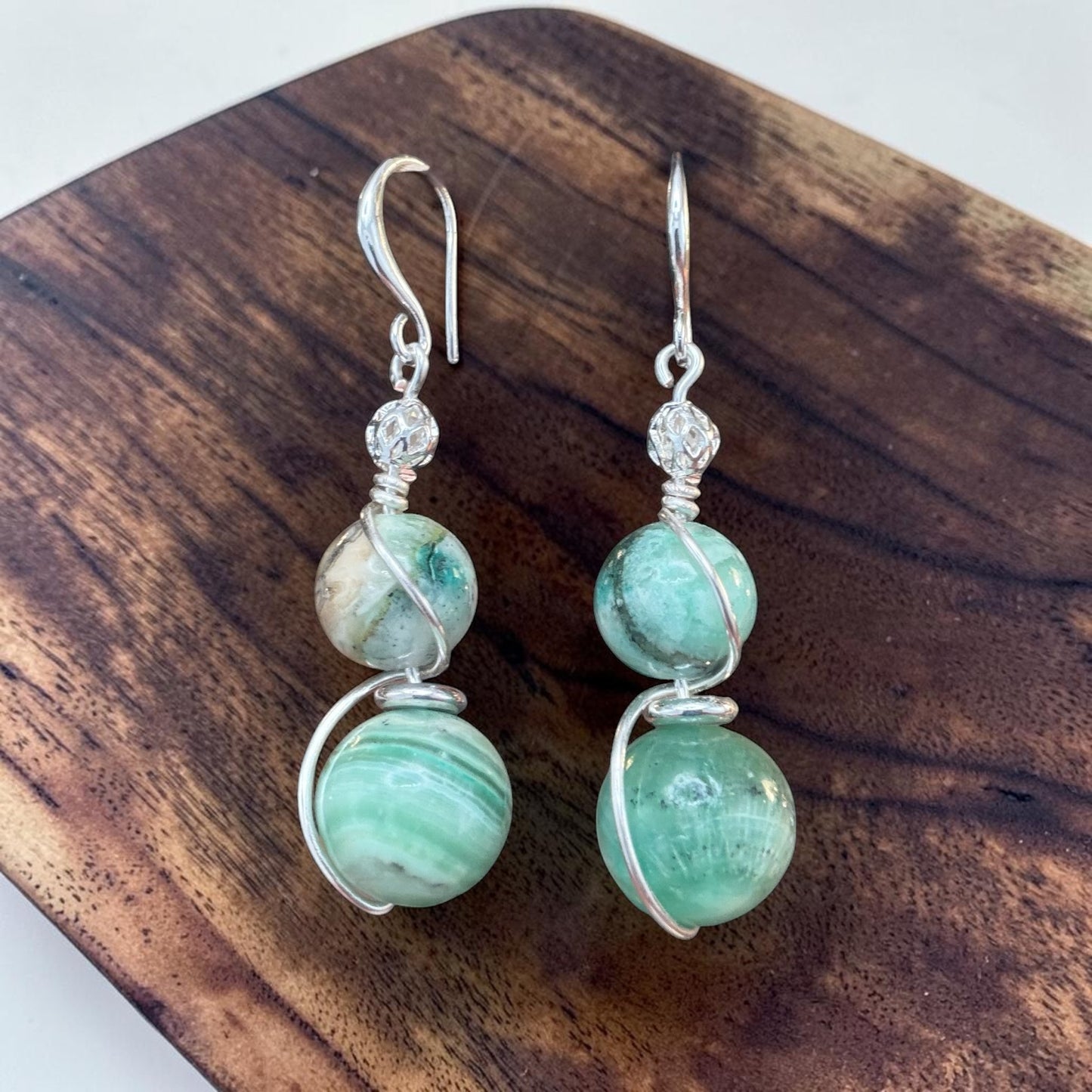 Phoenix Stone Hand-wrapped Earring with Sterling Plated accents