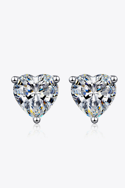 z- 2 Carat Moissanite Heart-Shaped Stud Earrings