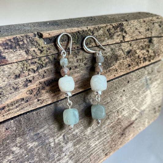Aquamarine and Moonstone Earrings