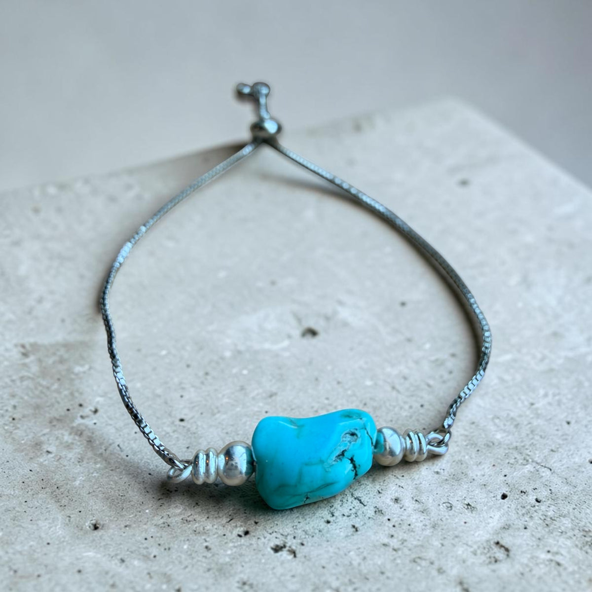 Turquoise Slider Bracelet with Sterling Plated Accents