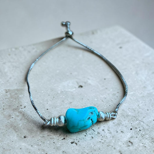 Turquoise Slider Bracelet with Sterling Plated Accents