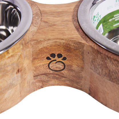 Dog Bowls MANGO Wood & Metal Floor Feeder