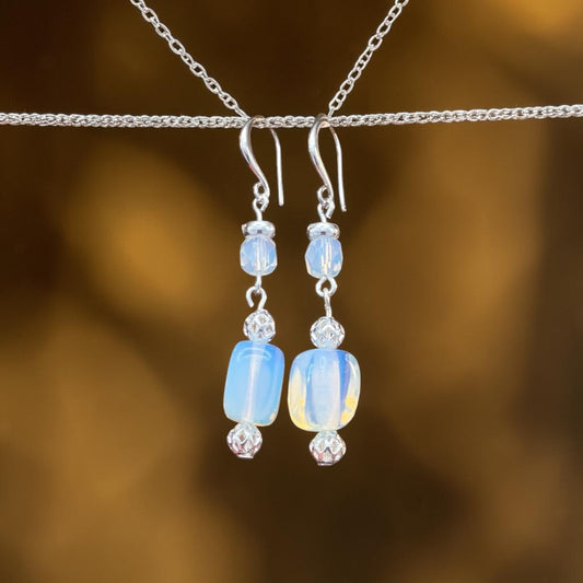 Opalite and Sterling Drop Earrings