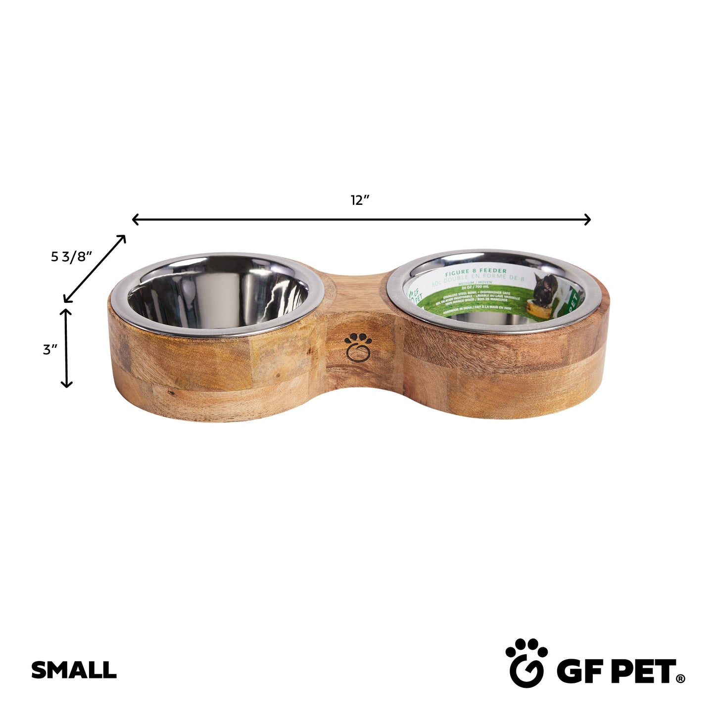 Dog Bowls MANGO Wood & Metal Floor Feeder