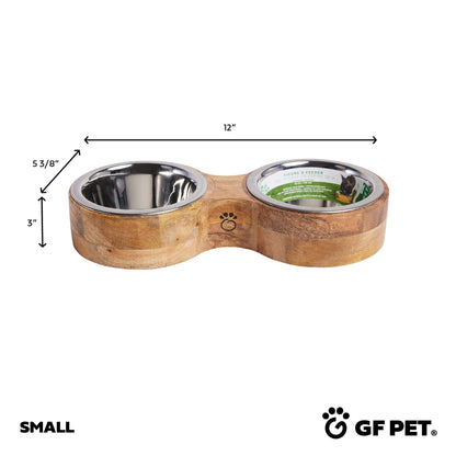Dog Bowls MANGO Wood & Metal Floor Feeder