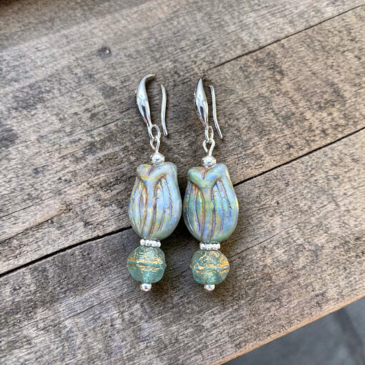 Czech Glass Tulip Earrings