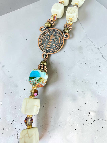 Magnesite and Czech Glass Rosary