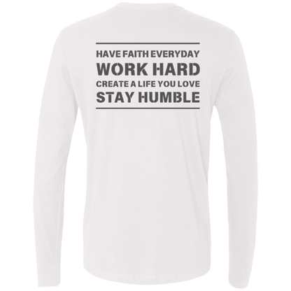 Men's Long Sleeve Shirts - Faith, Work, Life, Humble