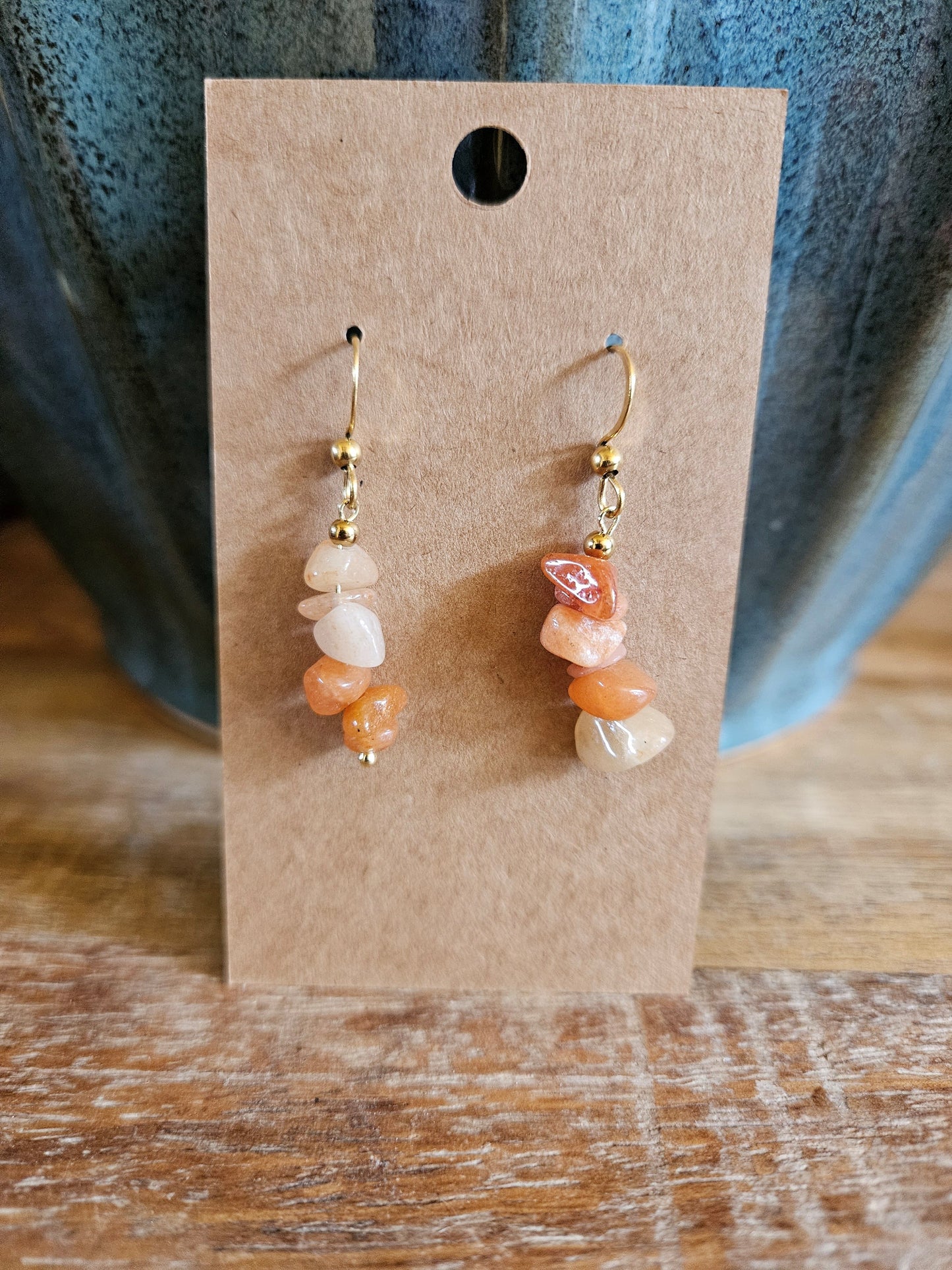 Bohemian Natural Chip Stone Stainless Steel Drop Earrings