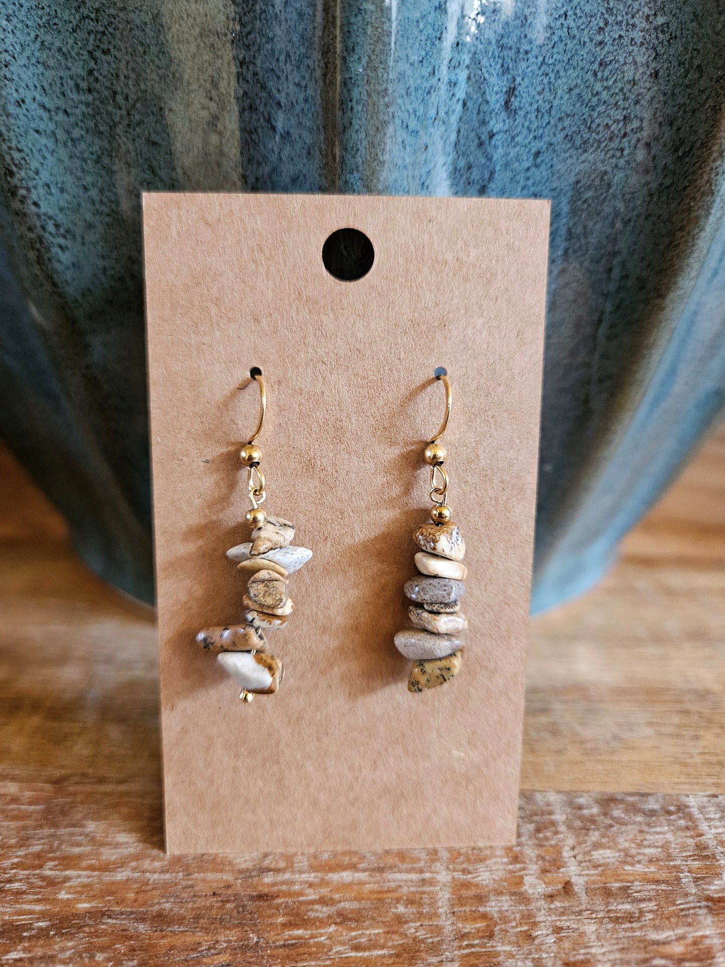 Bohemian Natural Chip Stone Stainless Steel Drop Earrings