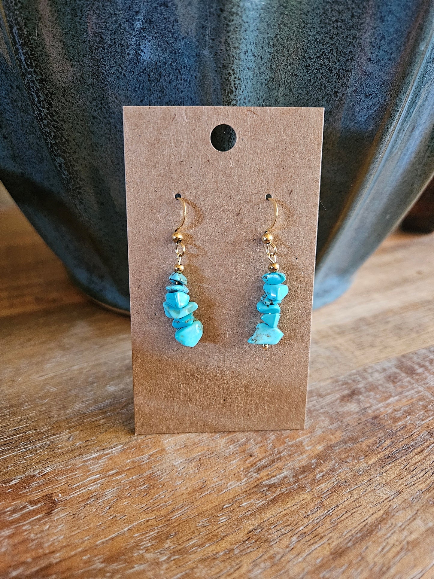 Bohemian Natural Chip Stone Stainless Steel Drop Earrings