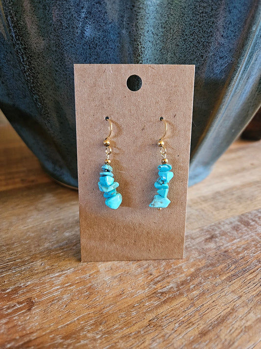 Bohemian Natural Chip Stone Stainless Steel Drop Earrings