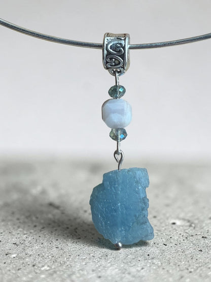 Aquamarine Moonstone Drop Pendant Necklace