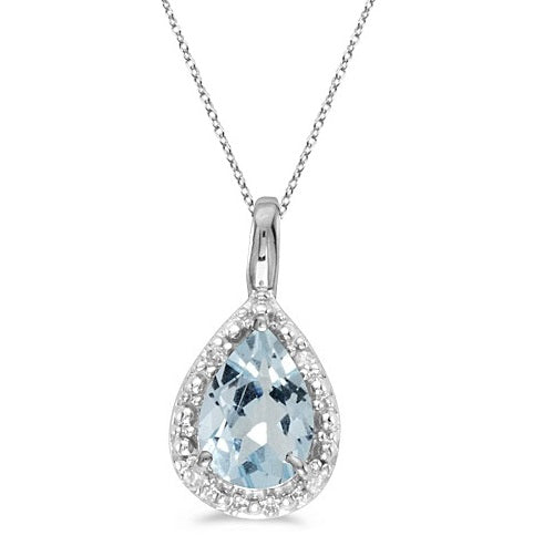 z .60 Aquamarine 14k White Gold Teardrop Pendant (chain not included)