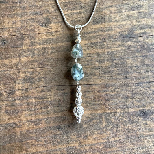 Agate and Sterling Drop Pendant